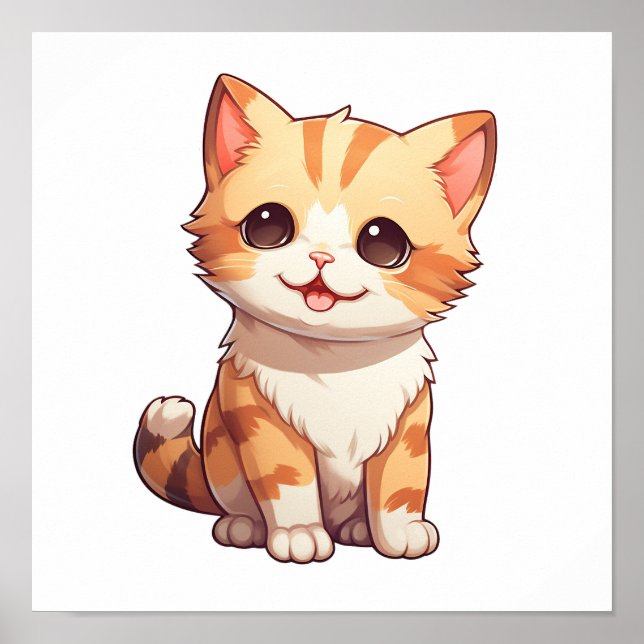 Poster Ilustração de gato animado (Frente)
