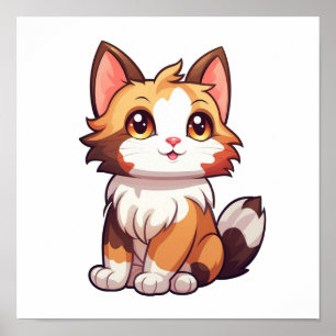 Poster Ilustração de gato animado