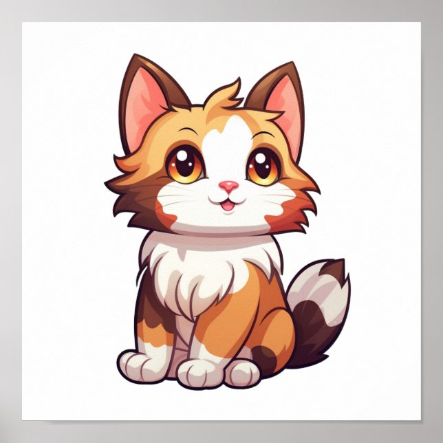 Poster Ilustração de gato animado (Frente)