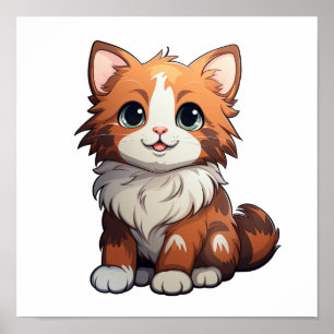 Poster Ilustração de gato animado