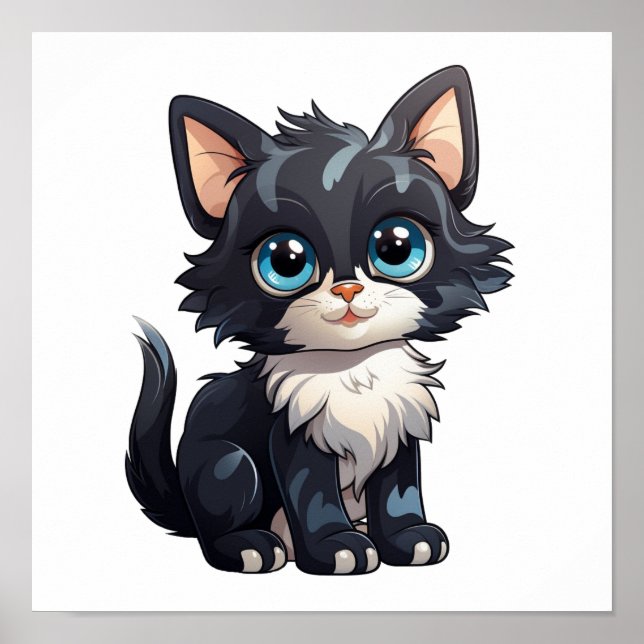 Poster Ilustração de gato animado (Frente)