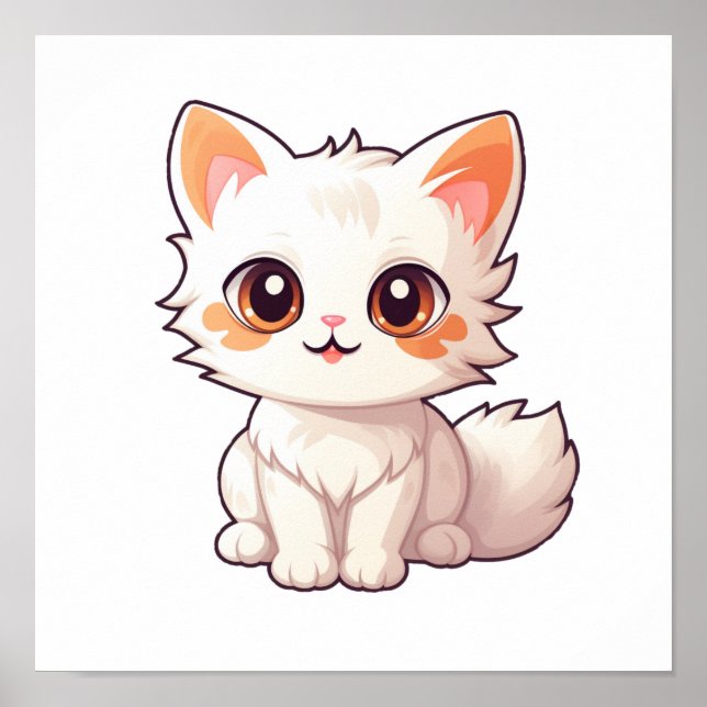 Poster Ilustração de gato animado (Frente)