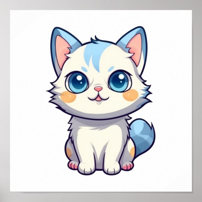Poster Ilustração de gato animado (Frente)