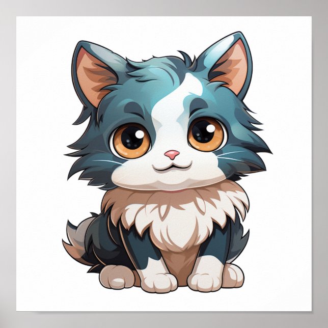 Poster Ilustração de gato animado (Frente)