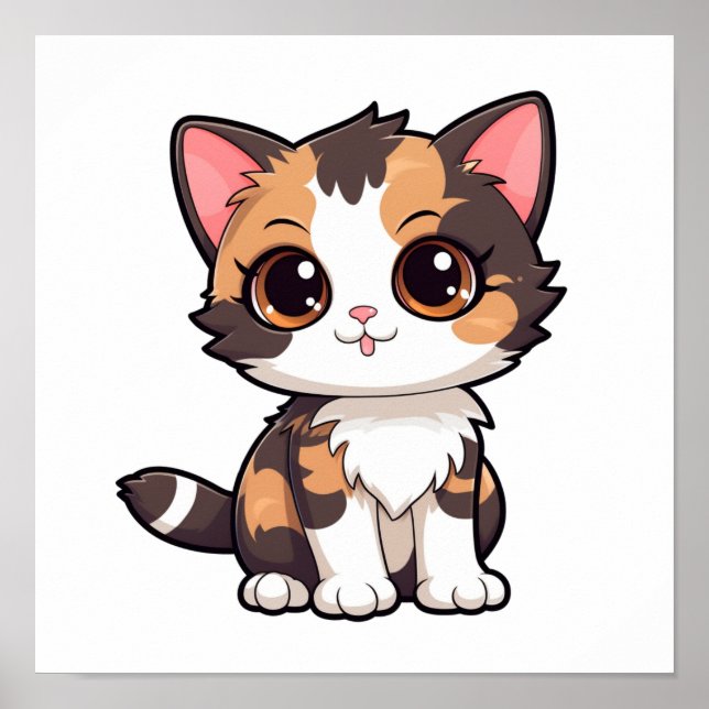 Poster Ilustração de gato animado (Frente)