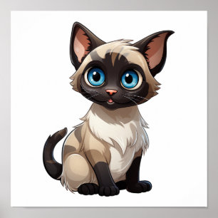 Poster Ilustração de gato animado