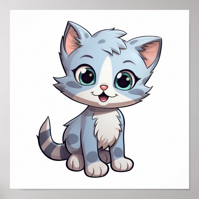 Poster Ilustração de gato animado (Frente)