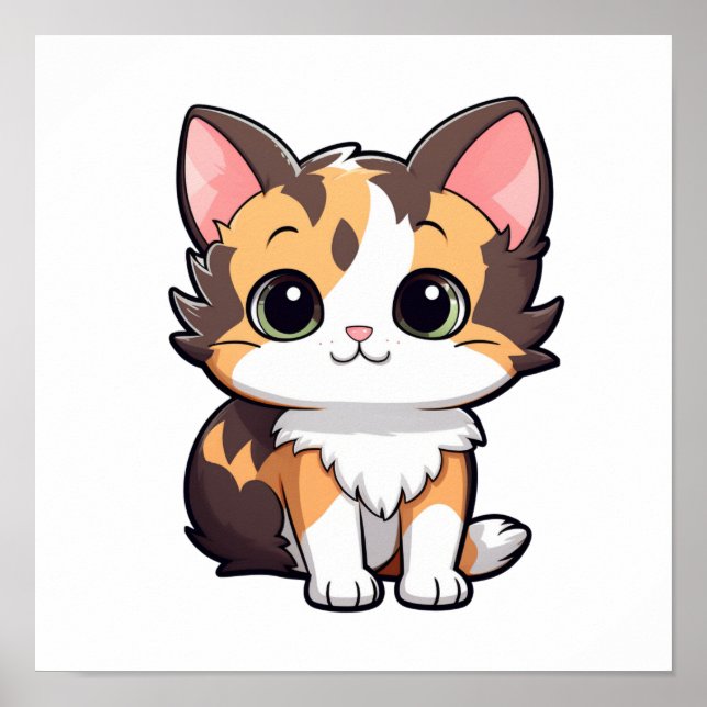 Poster Ilustração de gato animado (Frente)