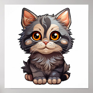 Poster Ilustração de gato animado