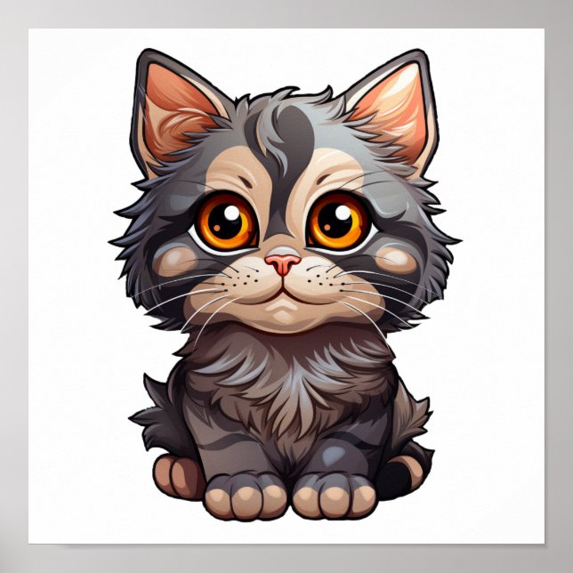 Poster Ilustração de gato animado (Frente)
