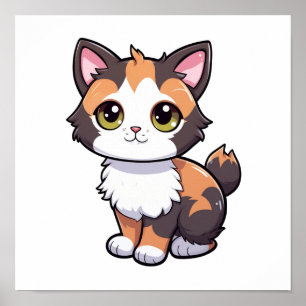 Poster Ilustração de gato animado