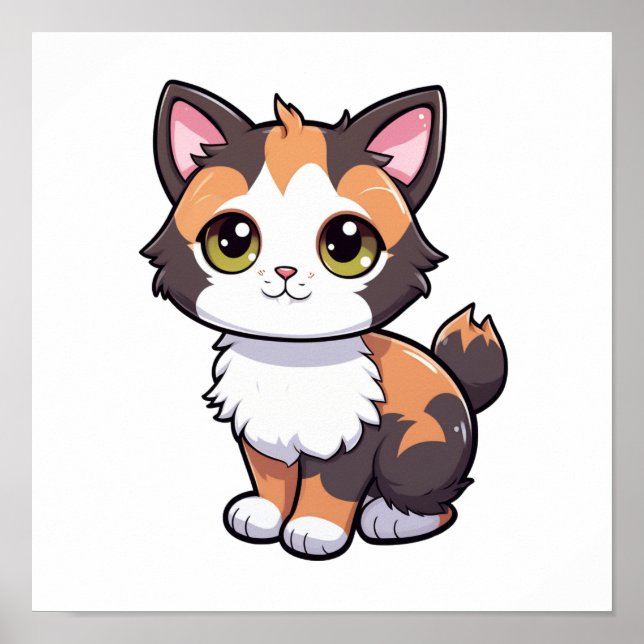 Poster Ilustração de gato animado (Frente)