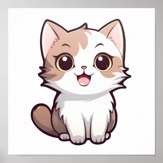 Poster Ilustração de gato animado (Frente)