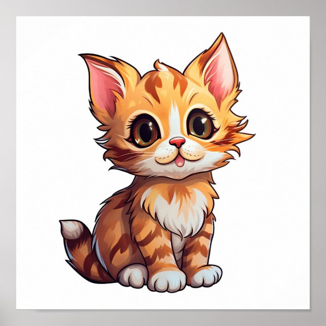 Poster Ilustração de gato animado (Frente)