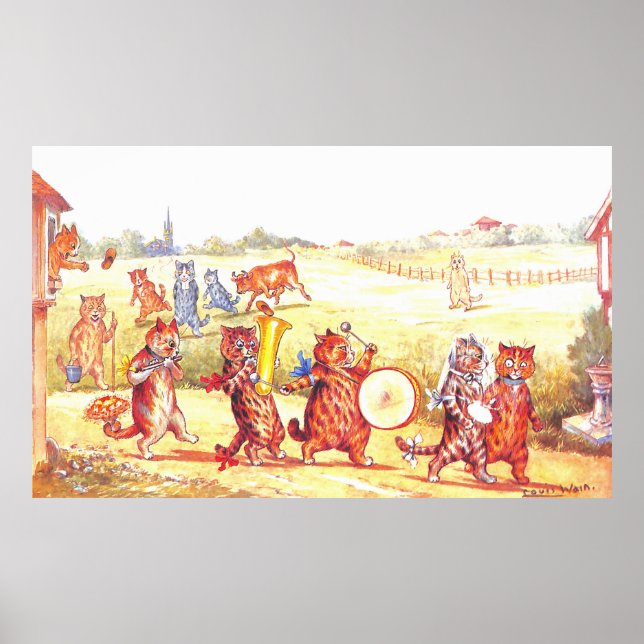 Poster Ilustração de Gato de Casamento por Louis Wain (Frente)