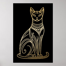 Poster Ilustração de Gato Dourado para Amantes de Gatos n