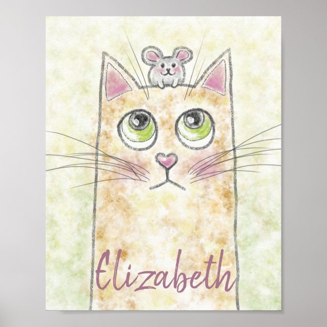 Poster Ilustração de Gato e Rato (Frente)