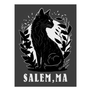 Pôster Ilustração de Gato Preto Salem