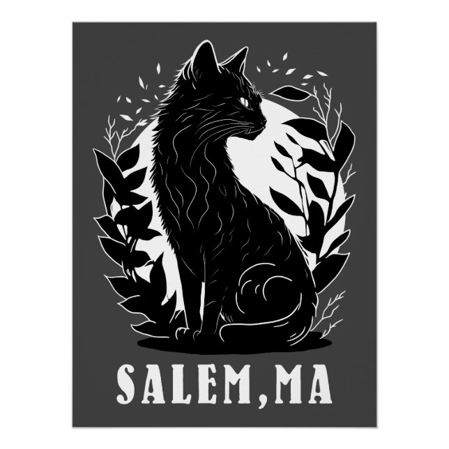 Pôster Ilustração de Gato Preto | Salem (Frente)