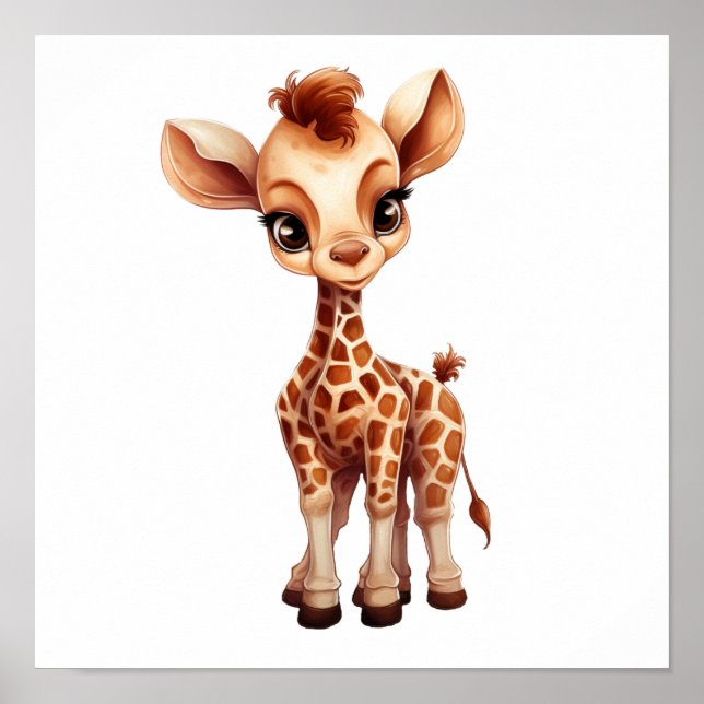 Poster Ilustração de girafa de desenho animado (Frente)