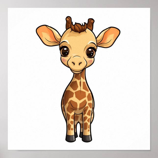 Poster Ilustração de girafa de desenho animado (Frente)