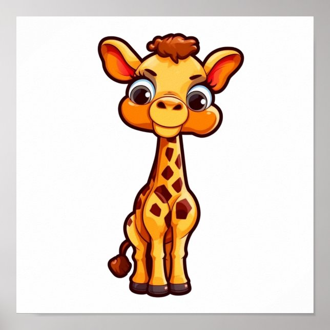Poster Ilustração de girafa de desenho animado (Frente)