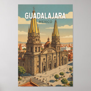 Poster Ilustração de Guadalajara México Arte de Viagem Vi