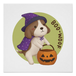 Pôster Ilustração de Halloween: Boo-Woof (Beagle)