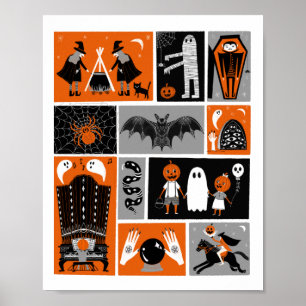Poster Ilustração de Halloween da Casa Assombrada