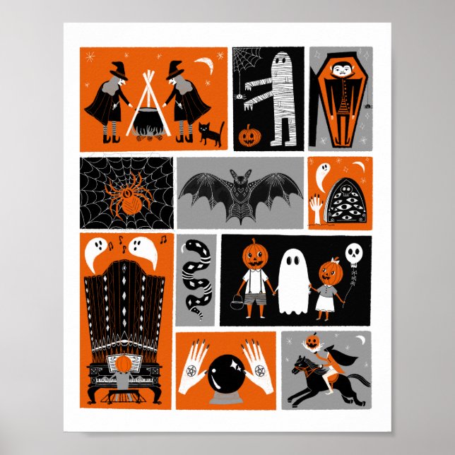 Poster Ilustração de Halloween da Casa Assombrada (Frente)