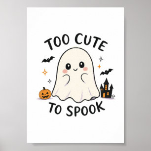 Poster Ilustração de Halloween de Fantasma Demais de Fofo