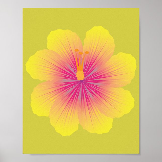 Poster Ilustração de Hibisco Amarelo (Frente)