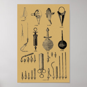 Poster Ilustração de Instrumentos Cirúrgicos do Médico An