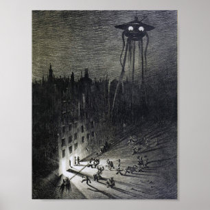 Poster Ilustração de invasão de Alienígena de vinheta