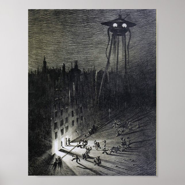 Poster Ilustração de invasão de Alienígena de vinheta (Frente)