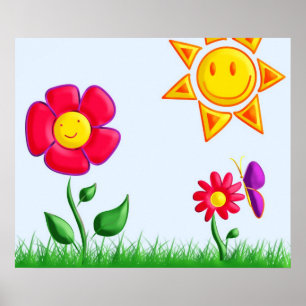 Poster Ilustração de Jardim Ensolarado