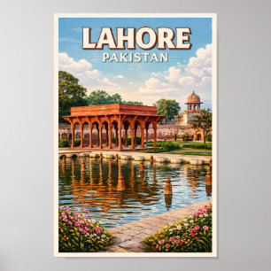 Poster Ilustração de Jardins de Lahore Paquistão Arte de 