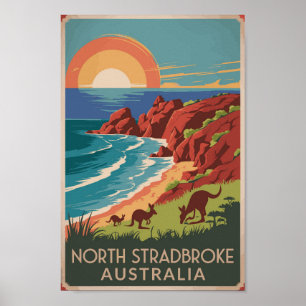 Poster Ilustração de Kangaroos Ilha Stradbreak Norte