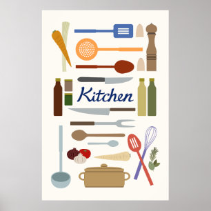 Poster Ilustração de Kitchenware+Tipo Design Cor