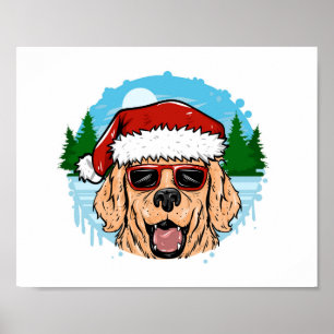 Poster Ilustração de labrador Retriever santa claus