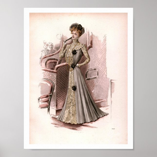 Poster Ilustração de Lady Fashion da Vintage Edwardian (Frente)
