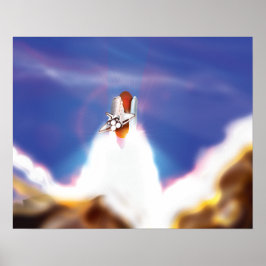 Poster Ilustração de Lançamento de Shuttle de Espaço