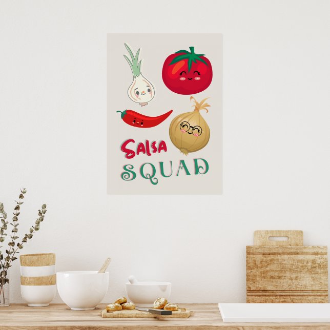Poster Ilustração de Legumes da Cute Salsa Squad (Cozinha)