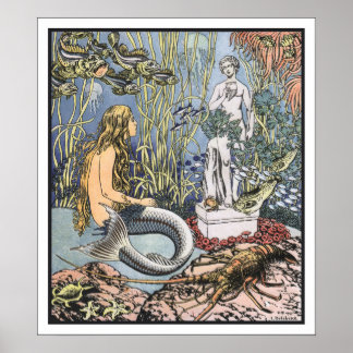 Poster Ilustração de Leite de Pequena Sereia Vintage