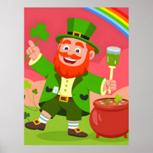Poster Ilustração de Leprechaun do Dia de São Patrício
