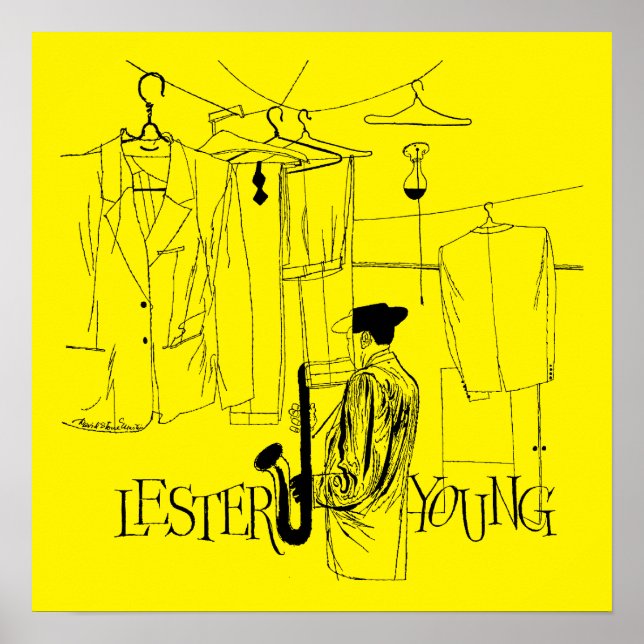 Poster Ilustração de Lester Young Vintage (Frente)