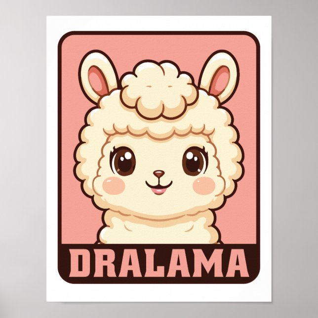 Poster Ilustração de lhama fofa design (Frente)