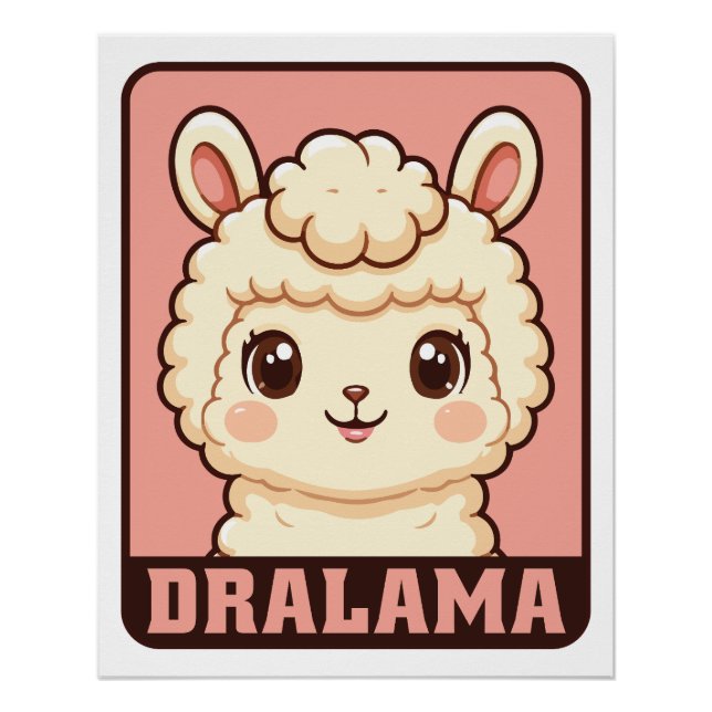 Pôster Ilustração de lhama fofa para design (Frente)