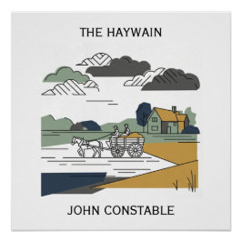 Pôster Ilustração de Linha Constable's Haywain