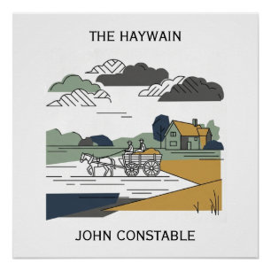 Pôster Ilustração de Linha Constable's Haywain